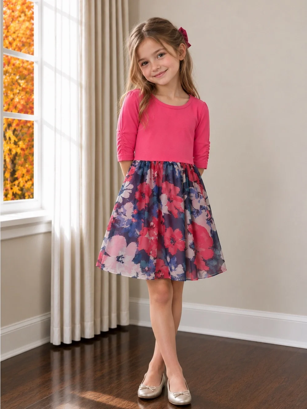 Gymboree Pink Cotton Floral Chiffon Skirt Dress